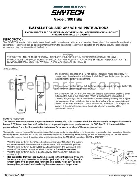 skytech 1001 a manual|skytech gas fireplace manual.